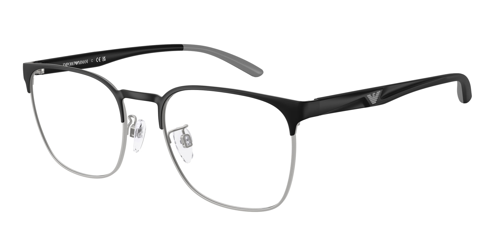 Emporio Armani EA1135D Pillow Eyeglasses  3051-Matte Black/Matte Silver 55-145-20 - Color Map Black