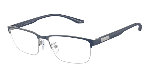 Emporio Armani EA1147 Pillow Eyeglasses  3368-Matte Silver/Bluette 55-145-17 - Color Map Blue
