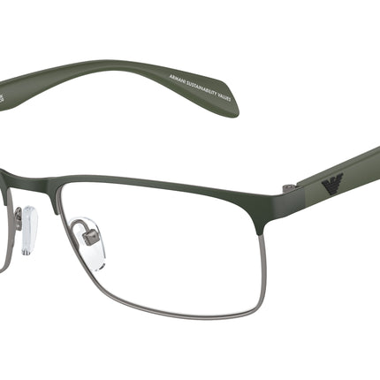 Emporio Armani EA1149 Rectangle Eyeglasses  3367-Matte Gunmetal/Green 56-145-17 - Color Map Green