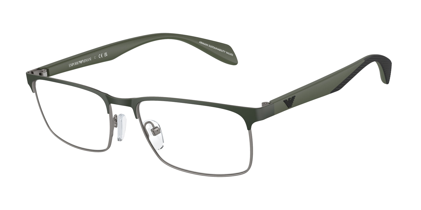 Emporio Armani EA1149 Rectangle Eyeglasses  3367-Matte Gunmetal/Green 56-145-17 - Color Map Green