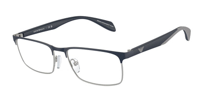 Emporio Armani EA1149 Rectangle Eyeglasses  3368-Matte Silver/Blue 56-145-17 - Color Map Silver