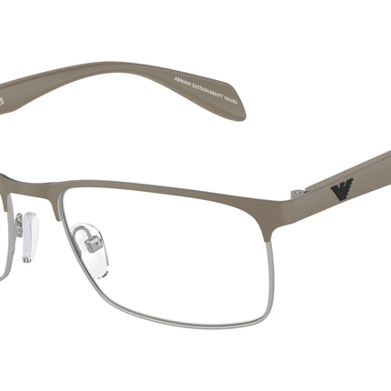 Emporio Armani EA1149 Rectangle Eyeglasses  3369-Matte Silver/Mud 56-145-17 - Color Map Brown