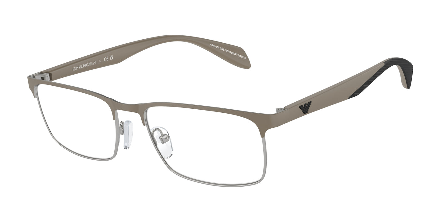 Emporio Armani EA1149 Rectangle Eyeglasses  3369-Matte Silver/Mud 56-145-17 - Color Map Brown