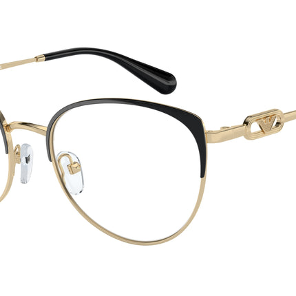 Emporio Armani EA1150 Cat Eye Eyeglasses  3014-Shiny Pale Gold/Black 53-140-18 - Color Map Gold
