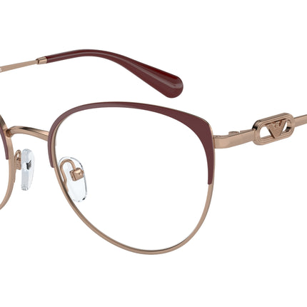 Emporio Armani EA1150 Cat Eye Eyeglasses  3268-Shiny Rose Gold/Bordeaux 53-140-18 - Color Map Gold