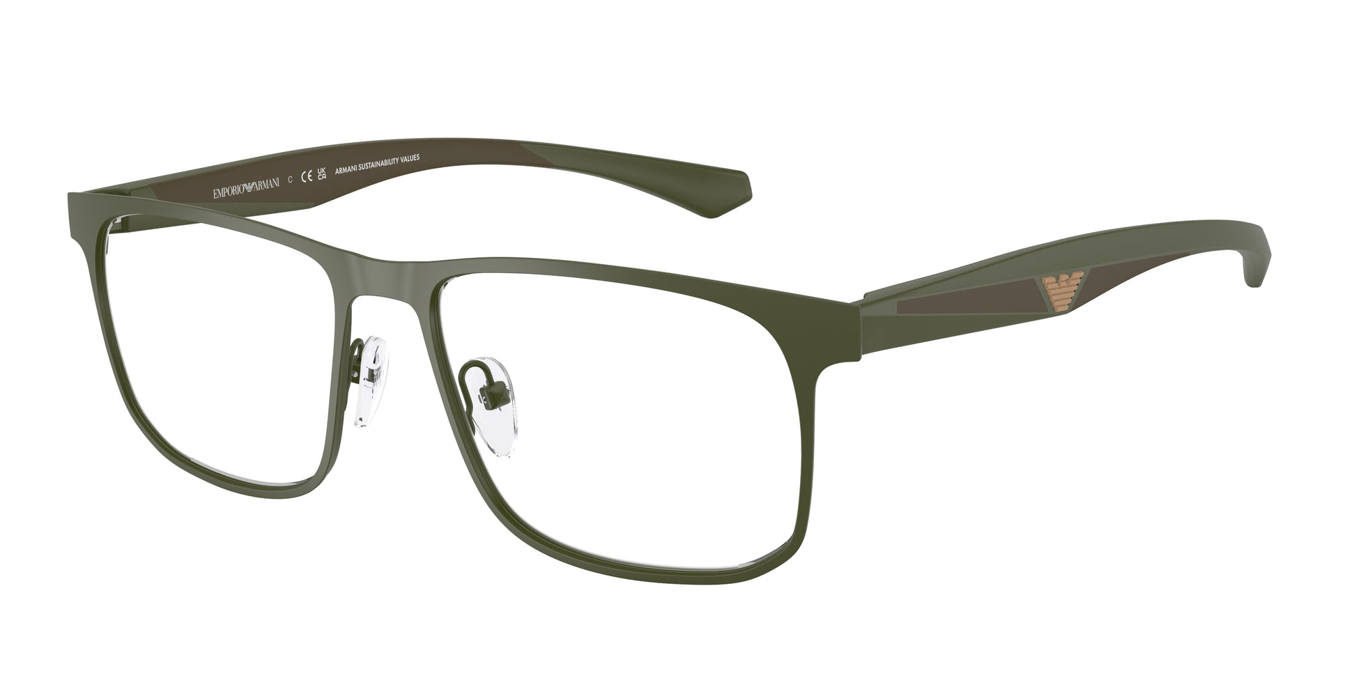 Emporio Armani EA1163 Square Eyeglasses  3388-Matte Green 55-145-17 - Color Map Green