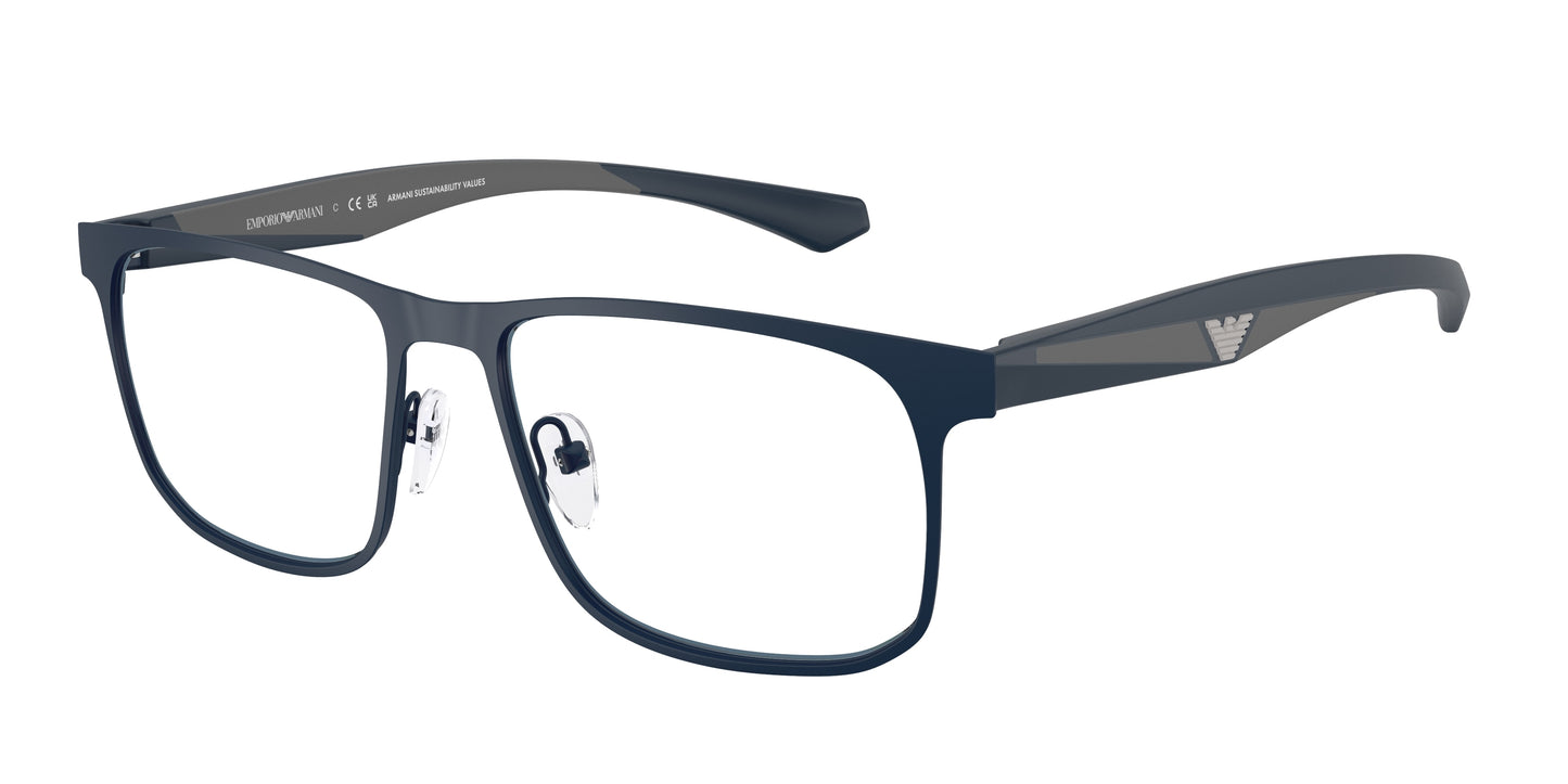 Emporio Armani EA1163 Square Eyeglasses  3389-Matte Blue 55-145-17 - Color Map Blue