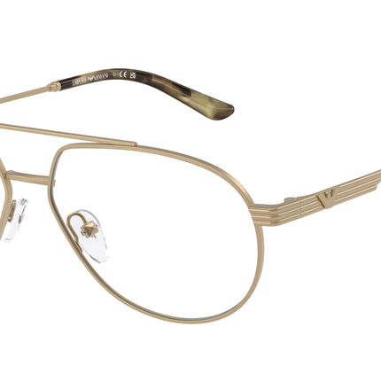 Emporio Armani EA1165 Pilot Eyeglasses  3002-Matte Pale Gold 56-145-14 - Color Map Gold