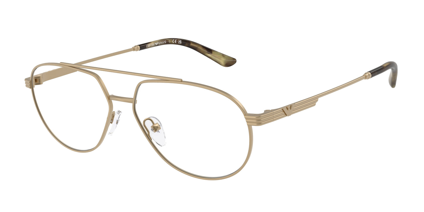 Emporio Armani EA1165 Pilot Eyeglasses  3002-Matte Pale Gold 56-145-14 - Color Map Gold