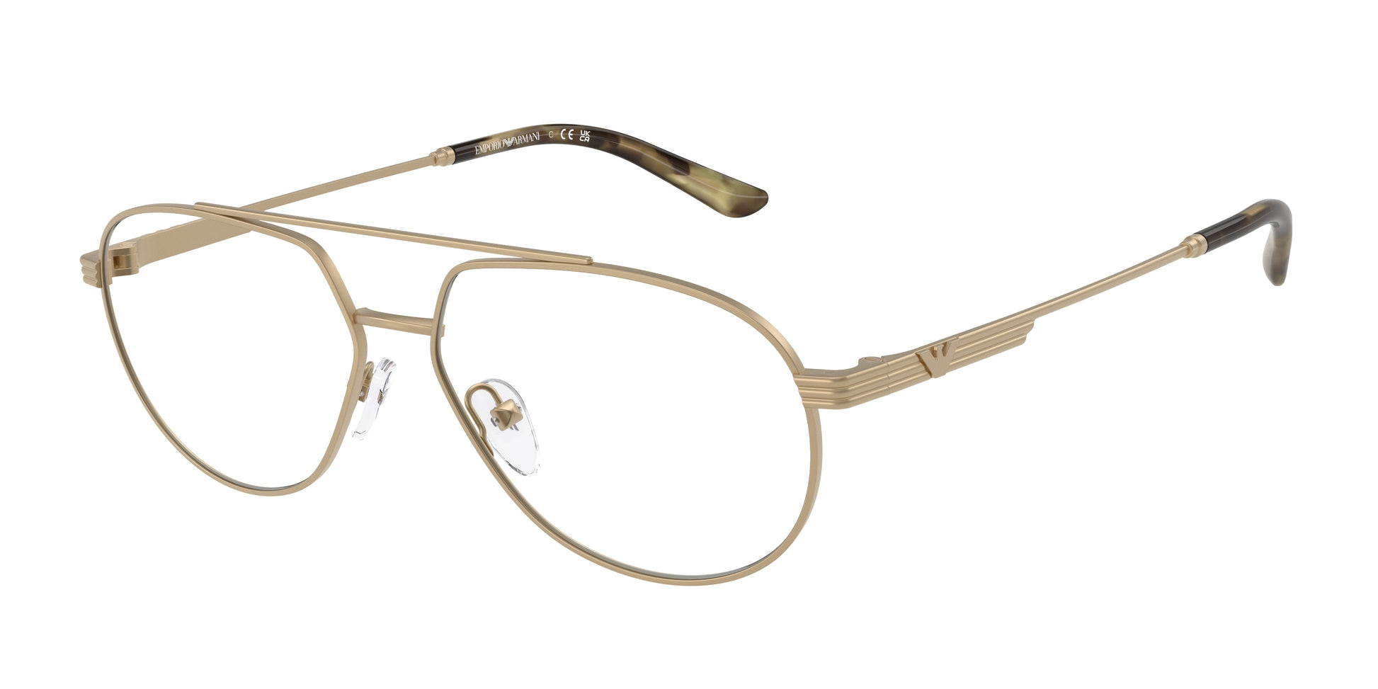 Emporio Armani EA1165 Pilot Eyeglasses  3002-Matte Pale Gold 56-145-14 - Color Map Gold