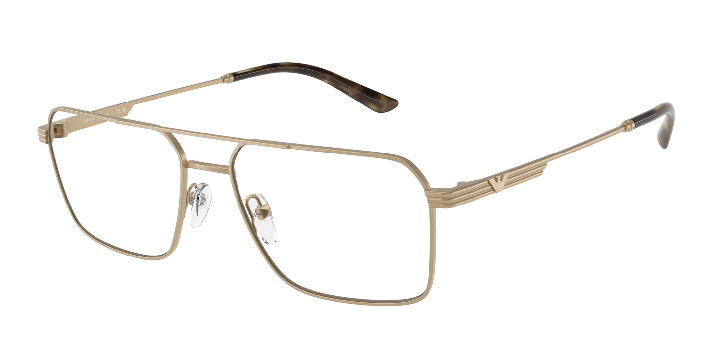 Emporio Armani EA1166 Square Eyeglasses  3002-Matte Pale Gold 57-145-17 - Color Map Gold