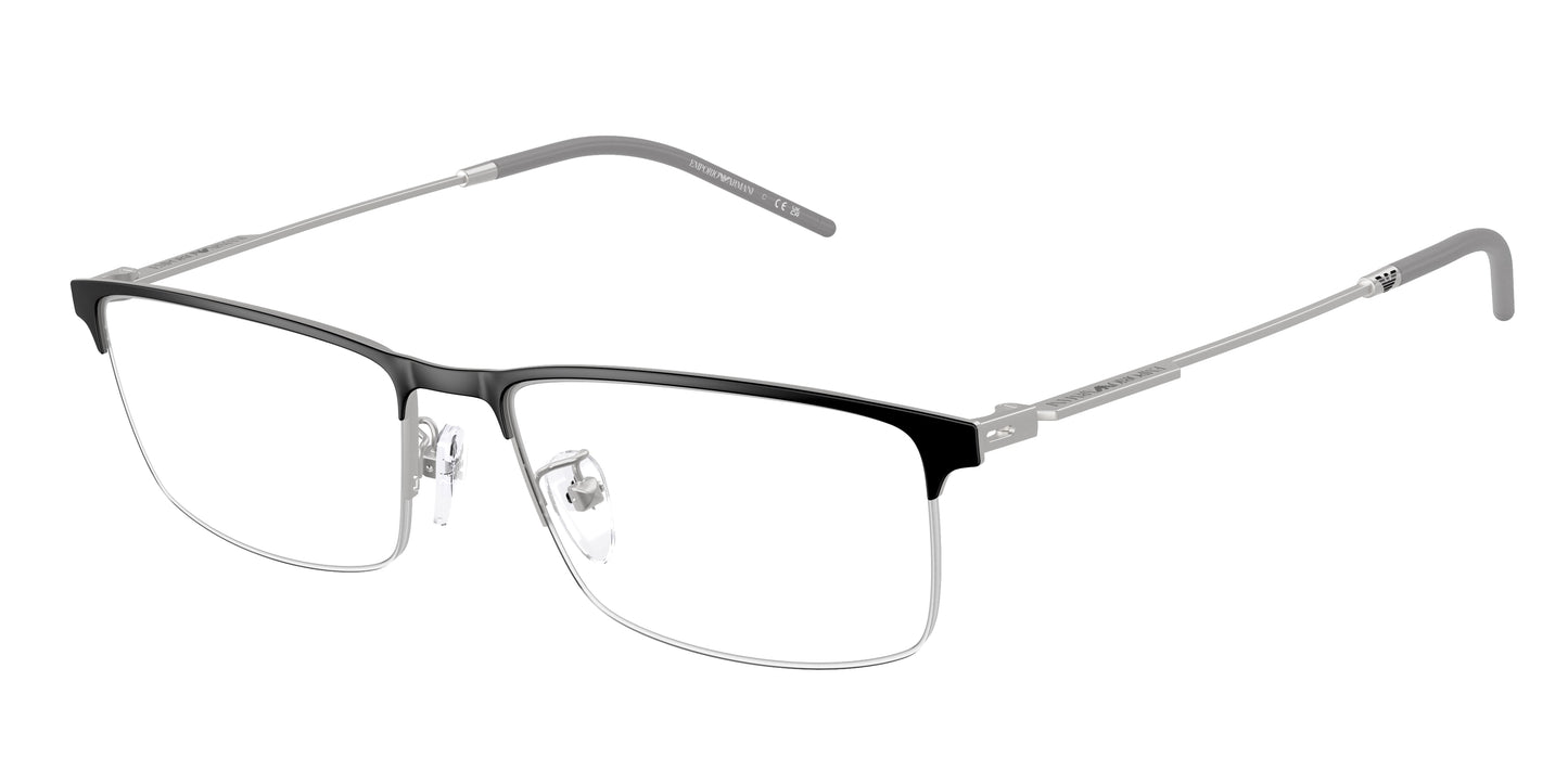 Emporio Armani EA1168D Rectangle Eyeglasses  3061-Matte Black/Silver 56-145-17 - Color Map Black