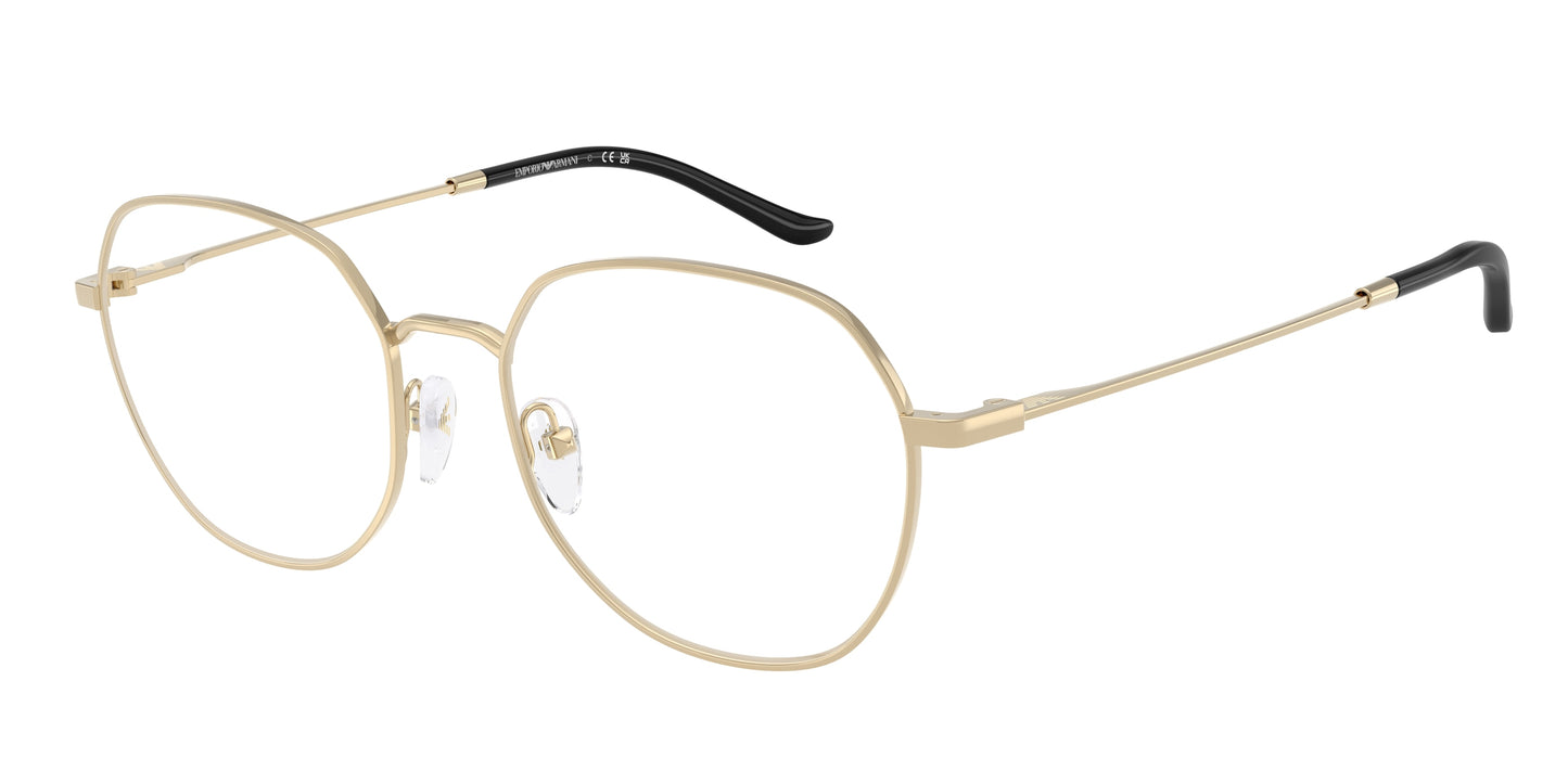 Emporio Armani EA1174D Round Eyeglasses  3013-Shiny Pale Gold 54-145-18 - Color Map Gold