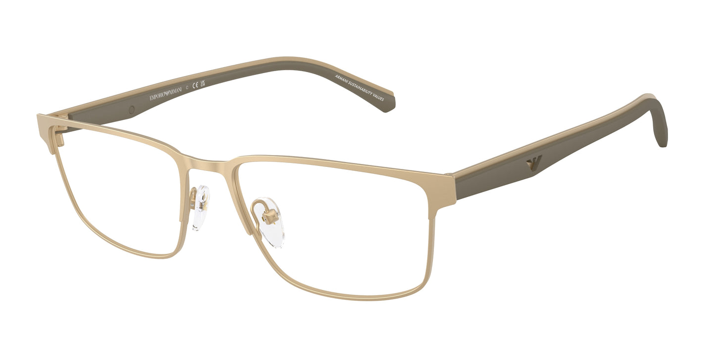 Emporio Armani EA1175 Rectangle Eyeglasses  3002-Matte Pale Gold 56-145-18 - Color Map Gold