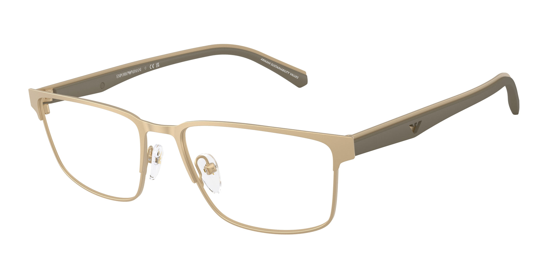 Emporio Armani EA1175 Rectangle Eyeglasses  3002-Matte Pale Gold 56-145-18 - Color Map Gold