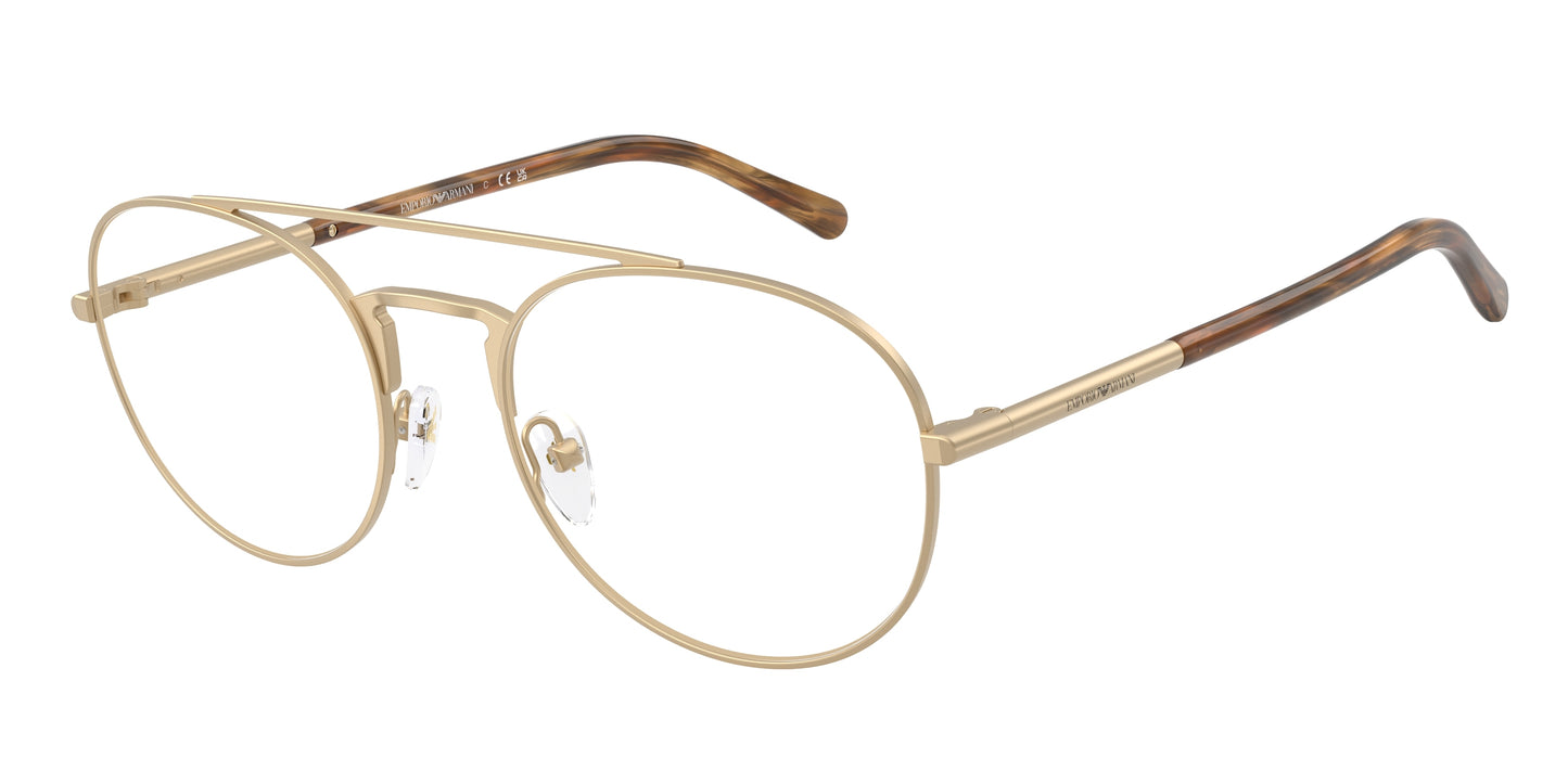 Emporio Armani EA1178 Pilot Eyeglasses  3421-Matte Pale Gold 55-145-20 - Color Map Gold