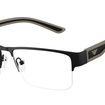 Emporio Armani EA1182 Rectangle Eyeglasses  3001-Rubberized Matte Black 57-145-16 - Color Map Black