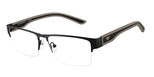 Emporio Armani EA1182 Rectangle Eyeglasses  3001-Rubberized Matte Black 57-145-16 - Color Map Black