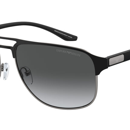 Emporio Armani EA2144 Pilot Sunglasses  336511-Matte Gunmetal/Black 60-145-16 - Color Map Grey