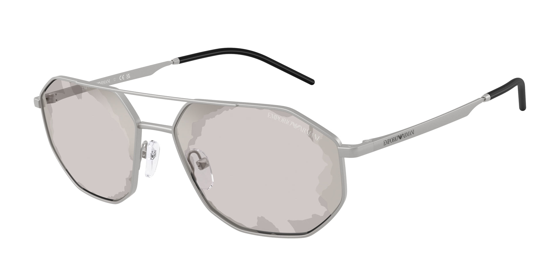 Emporio Armani EA2147 Irregular Sunglasses  30157F-Matte Silver 58-145-16 - Color Map Silver