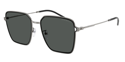 Emporio Armani EA2159D Square Sunglasses  301487-Shiny Gunmetal/Black 57-145-19 - Color Map Black