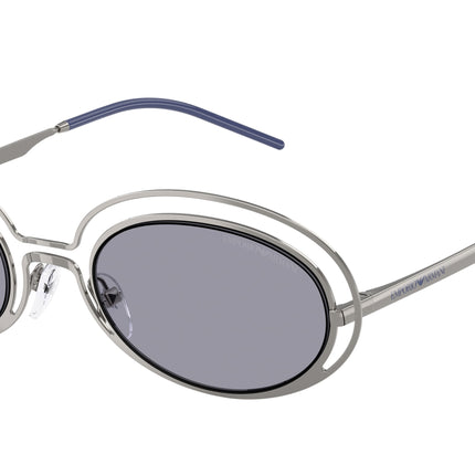Emporio Armani EA2160 Oval Sunglasses  301080-Shiny Gunmetal 52-140-23 - Color Map Grey