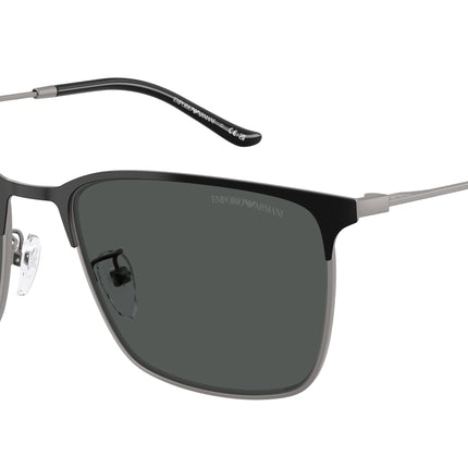 Emporio Armani EA2164D Rectangle Sunglasses  300187-Matte Gunmetal/Black 57-145-18 - Color Map Grey