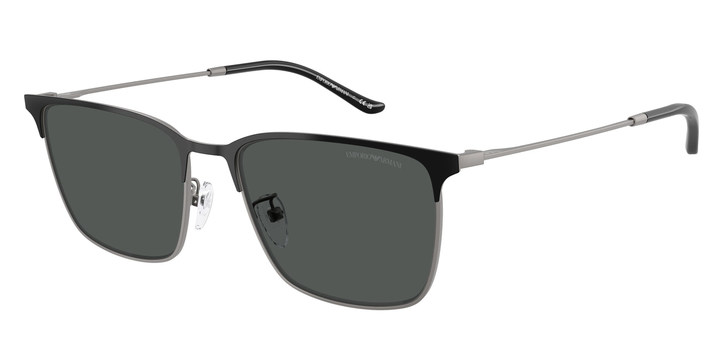 Emporio Armani EA2164D Rectangle Sunglasses  300187-Matte Gunmetal/Black 57-145-18 - Color Map Grey