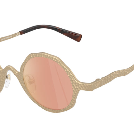 Emporio Armani EA2166 Round Sunglasses  30027J-Matte Pale Gold 41-145-22 - Color Map Gold