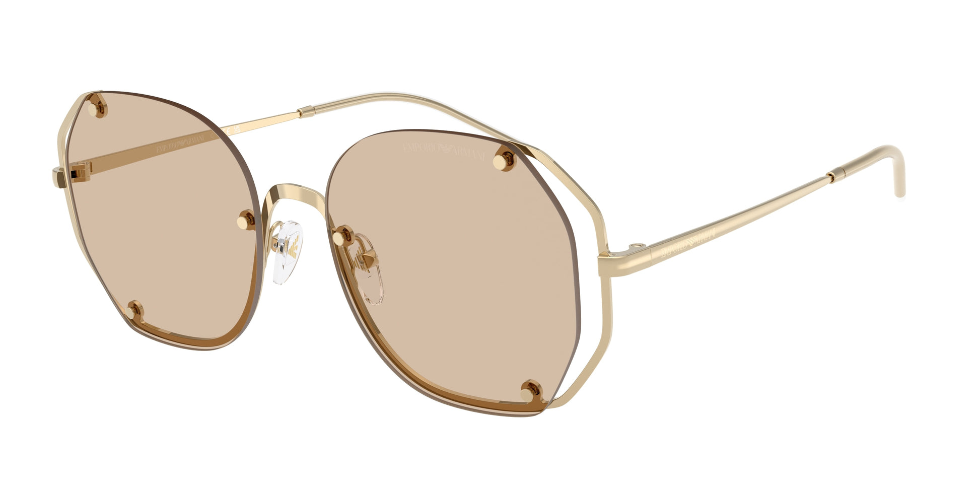 Emporio Armani EA2168 Irregular Sunglasses  301393-Shiny Pale Gold 54-140-18 - Color Map Gold