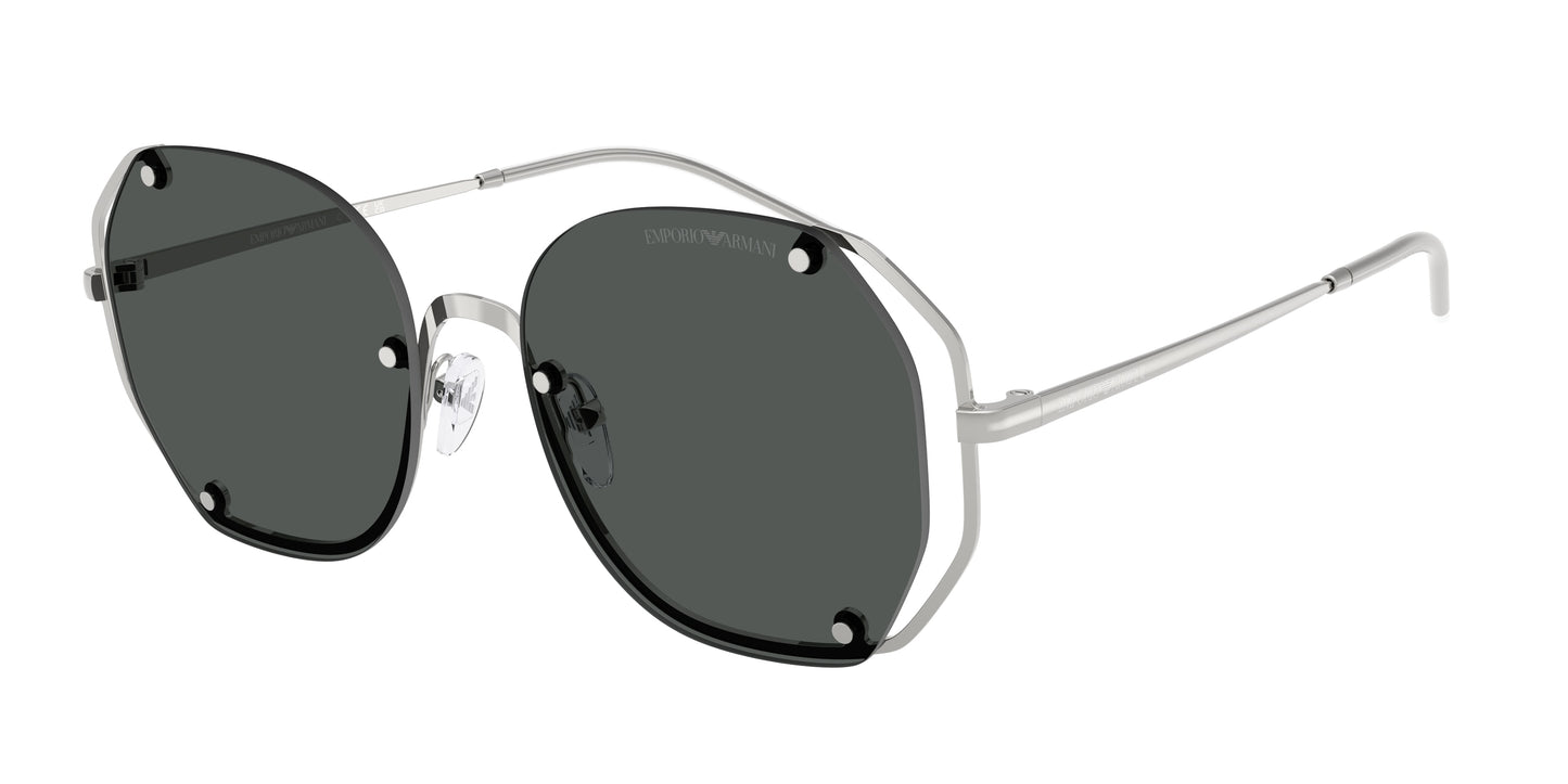 Emporio Armani EA2168 Irregular Sunglasses  301587-Shiny Silver 54-140-18 - Color Map Silver