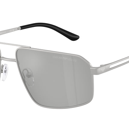 Emporio Armani EA2173 Pilot Sunglasses  30458V-Matte Silver 59-145-16 - Color Map Silver