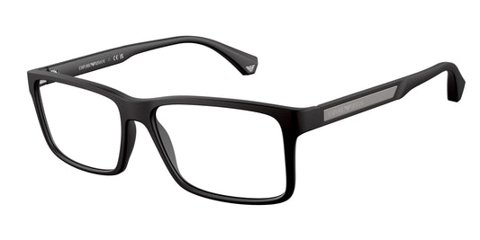 Emporio Armani EA3038 Rectangle Eyeglasses  5063-Rubber Black 56-140-16 - Color Map Black