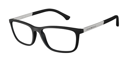 Emporio Armani EA3069 Rectangle Eyeglasses  5063-Rubber Black 55-140-17 - Color Map Black