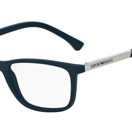 Emporio Armani ea3069 Rectangle Eyeglasses  5474-Rubber Blue 55-140-17 - Color Map Blue
