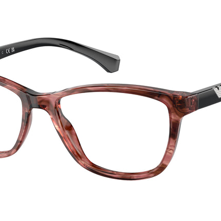 Emporio Armani EA3099 Cat Eye Eyeglasses  5553-Shiny Striped Pink 54-140-16 - Color Map Pink