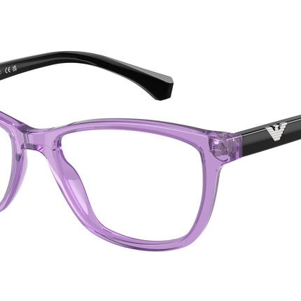 Emporio Armani EA3099 Cat Eye Eyeglasses  6197-Shiny Transparent Violet 54-140-16 - Color Map Violet