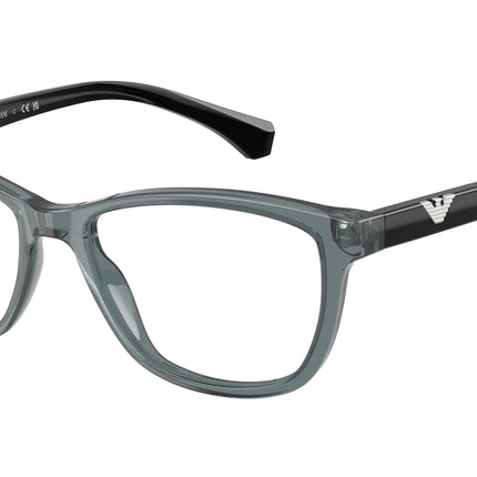 Emporio Armani EA3099 Cat Eye Eyeglasses  6364-Shiny Transparent Grey 54-140-16 - Color Map Grey