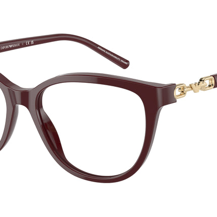 Emporio Armani EA3190 Pillow Eyeglasses  5576-Shiny Bordeaux 53-140-16 - Color Map Red