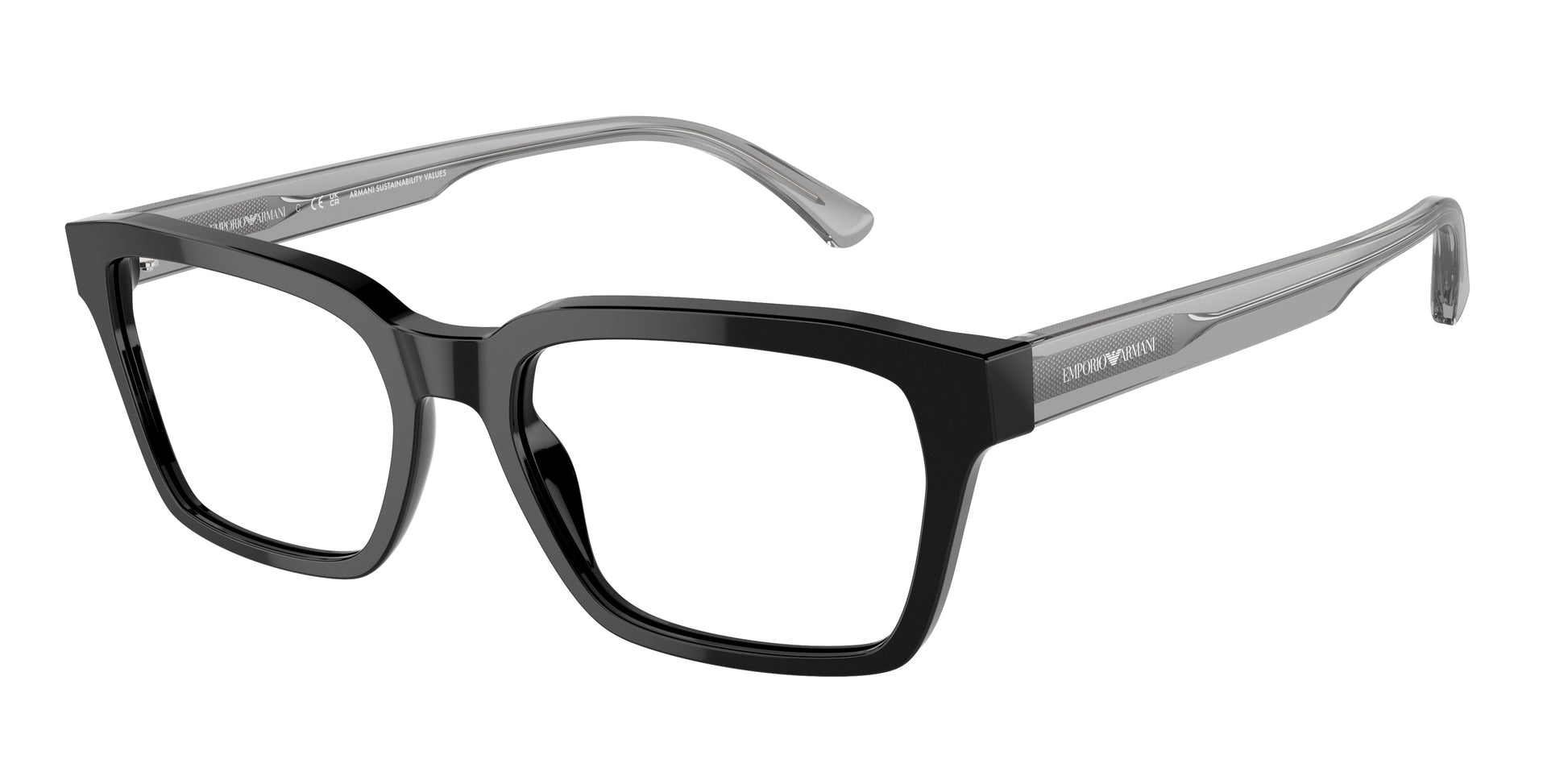Emporio Armani EA3192 Rectangle Eyeglasses  5378-Shiny Black 53-145-18 - Color Map Black