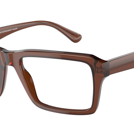 Emporio Armani EA3206 Rectangle Eyeglasses  5044-Shiny Transparent Brown 56-145-18 - Color Map Brown
