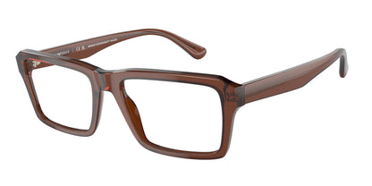 Emporio Armani EA3206 Rectangle Eyeglasses  5044-Shiny Transparent Brown 56-145-18 - Color Map Brown