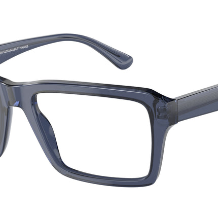 Emporio Armani EA3206 Rectangle Eyeglasses  5072-Shiny Transparent Blue 54-145-18 - Color Map Blue