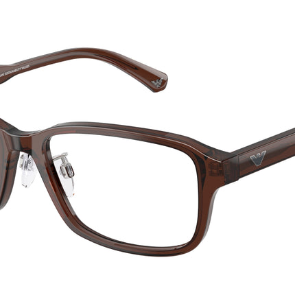 Emporio Armani EA3215D Pillow Eyeglasses  5307-Shiny Transparent Brown 56-145-17 - Color Map Brown