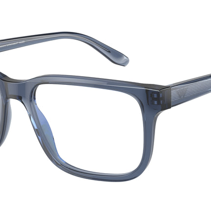 Emporio Armani EA3218 Rectangle Eyeglasses  5072-Shiny Transparent Blue 55-145-17 - Color Map Blue