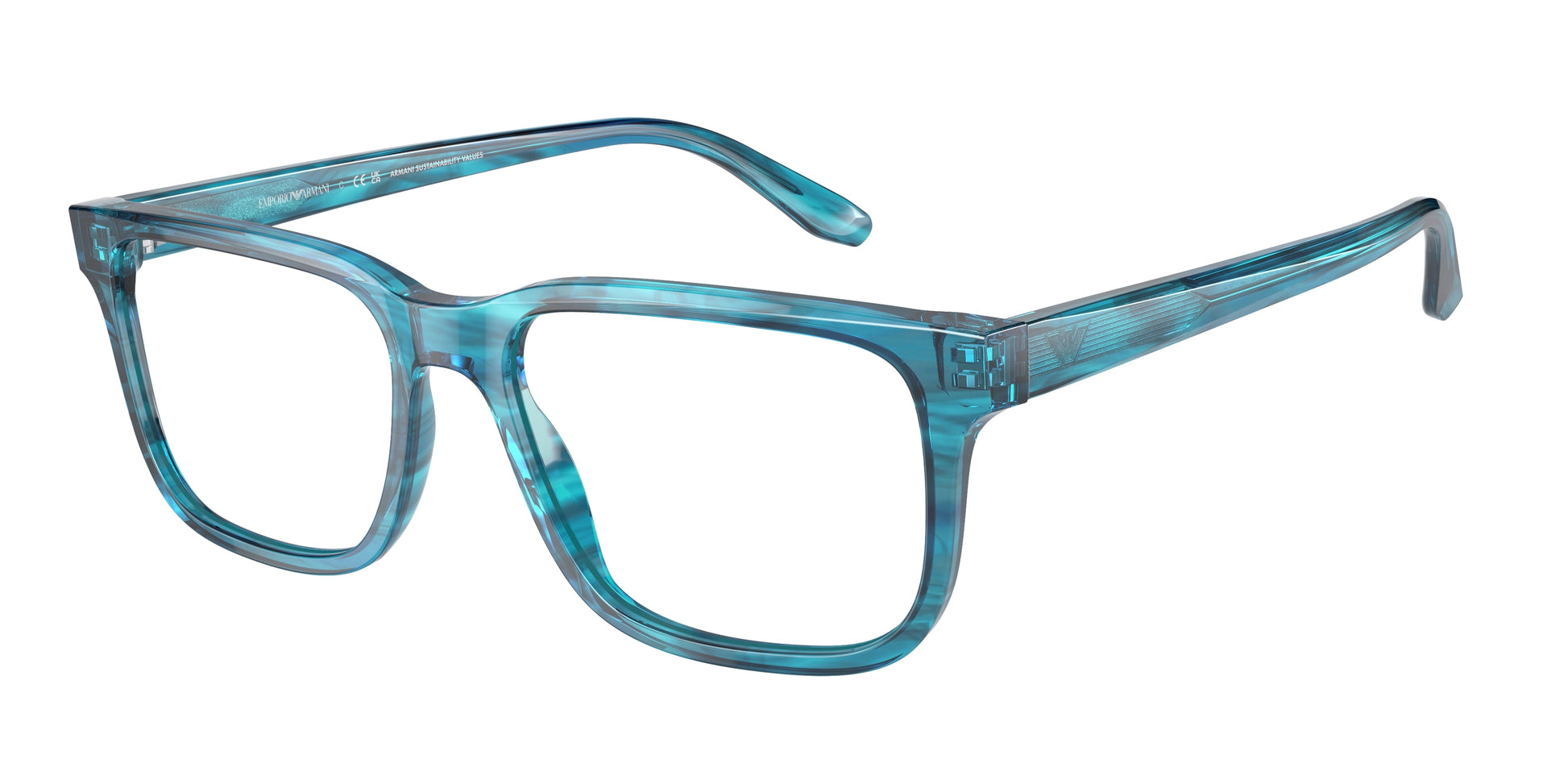 Emporio Armani EA3218 Rectangle Eyeglasses  5311-Striped Blue 55-145-17 - Color Map Blue