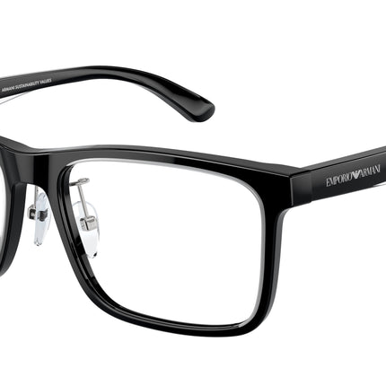Emporio Armani EA3227F Pillow Eyeglasses  6051-Shiny Black/Top Crystal 56-145-17 - Color Map Black