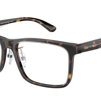 Emporio Armani EA3227F Pillow Eyeglasses  6052-Shiny Havana/Top Crystal 56-145-17 - Color Map Tortoise