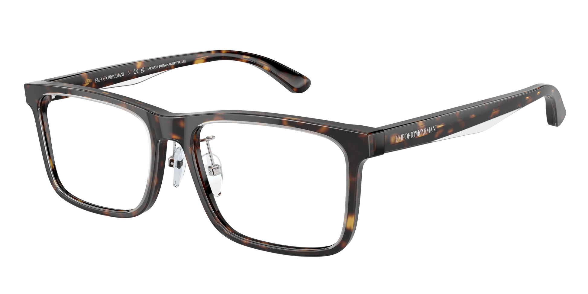 Emporio Armani EA3227F Pillow Eyeglasses  6052-Shiny Havana/Top Crystal 56-145-17 - Color Map Tortoise