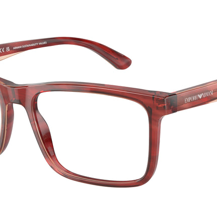 Emporio Armani EA3227 Pillow Eyeglasses  6053-Shiny Bordeaux/Top Smoke 56-145-17 - Color Map Red